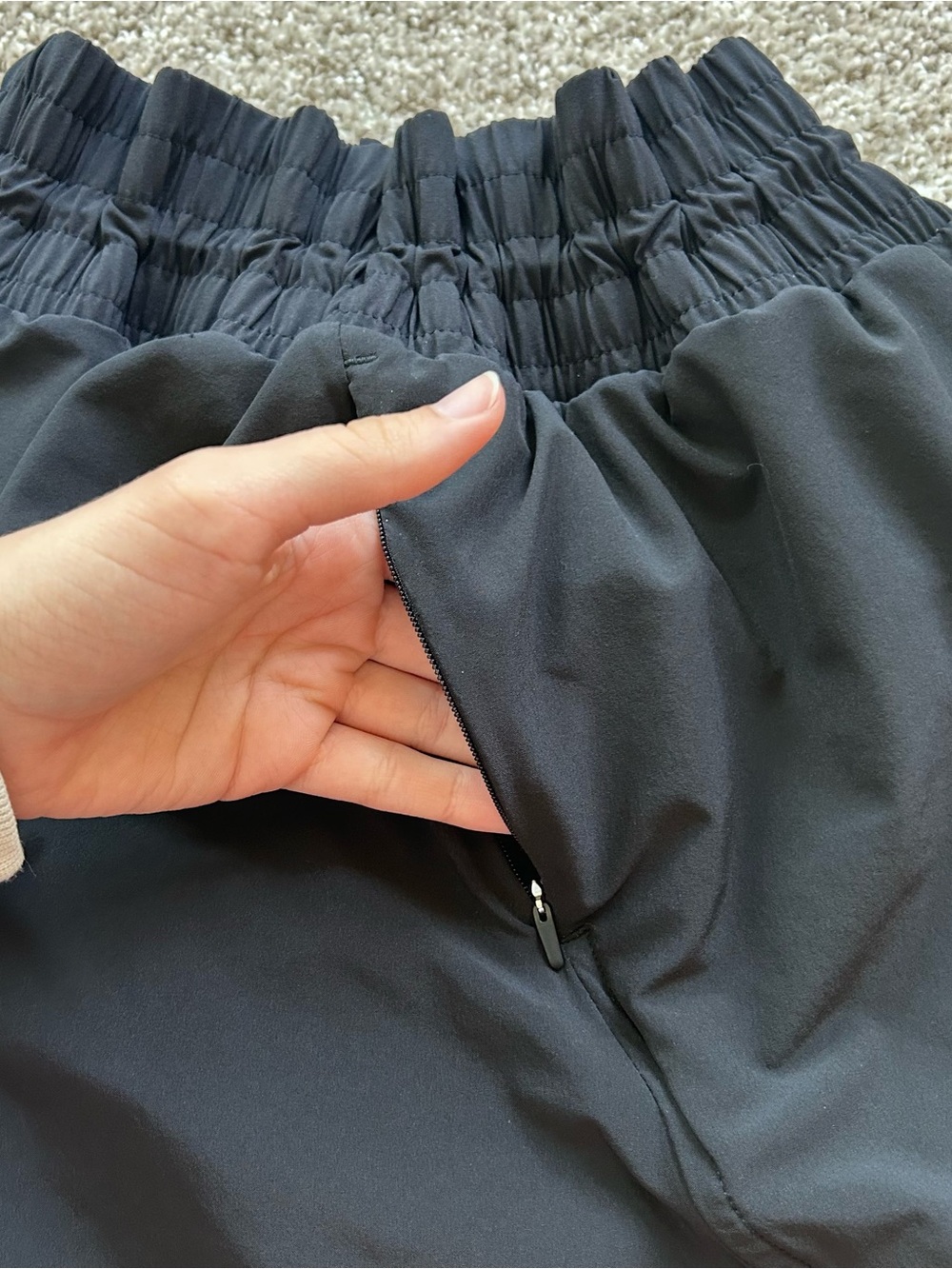 All in Motion Black High-Rise Smocked Running Shorts - Size Medium - Picture 6 of 8